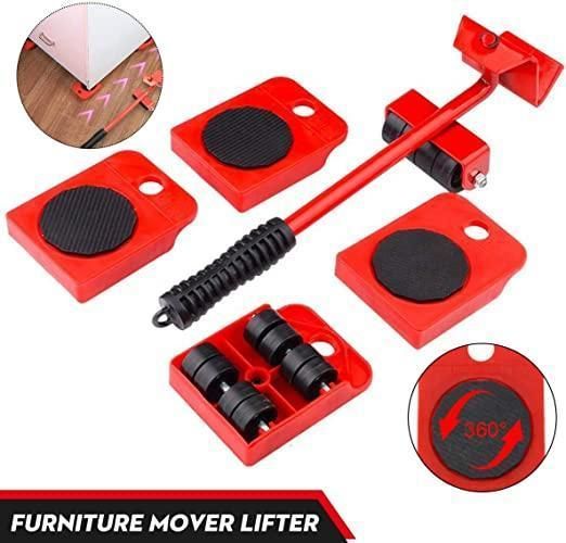 Heavy-Duty Furniture Lifter & Mover Tool Set – Stainless Steel Shifter with Wheel Pads for Easy Lifting and Moving (Pack of 5)