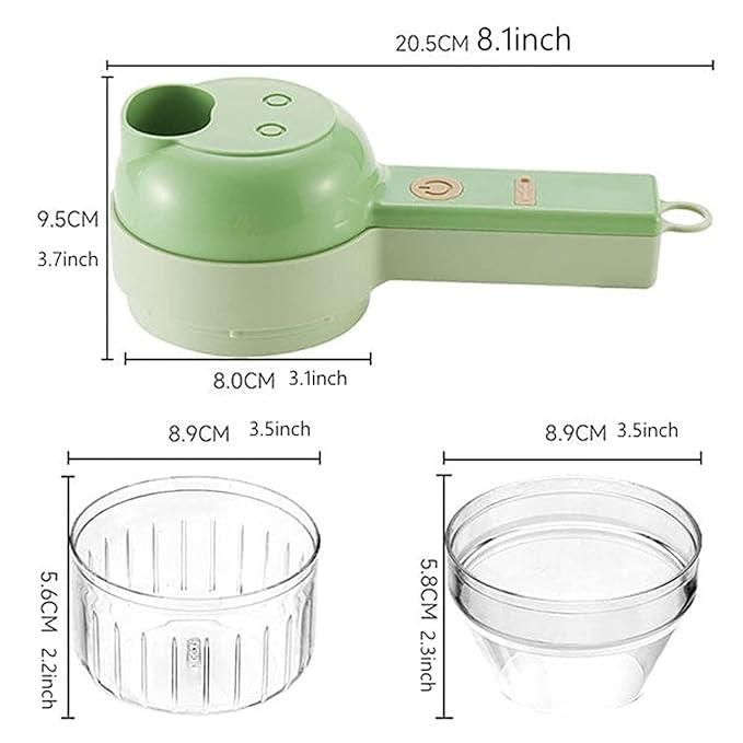 4-in-1 Portable Electric Vegetable & Food Cutter – Wireless Food Chopper for Garlic, Onion, Chili, Ginger, Celery with Cleaning Brush