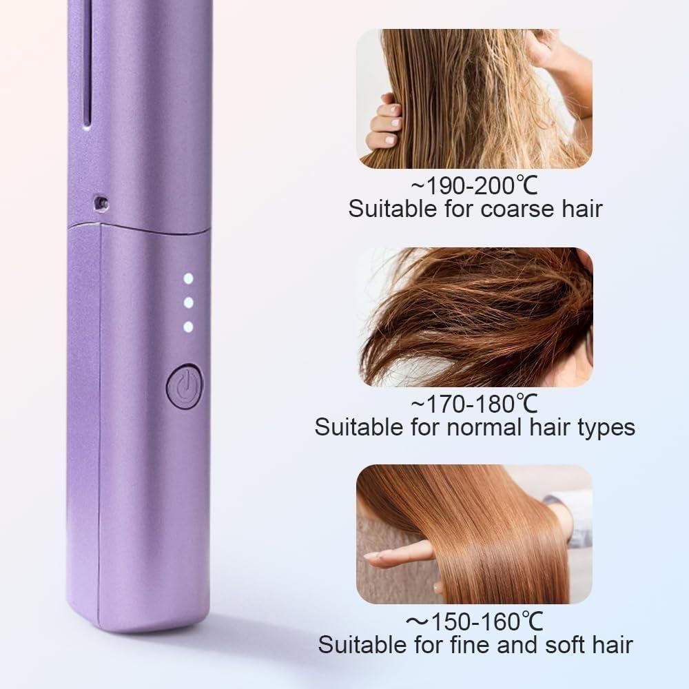 Meneflix Portable Cordless Mini Hair Straightener – Rechargeable Hot Comb