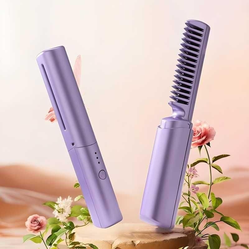 Meneflix Portable Cordless Mini Hair Straightener – Rechargeable Hot Comb