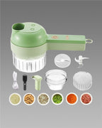 4-in-1 Portable Electric Vegetable & Food Cutter – Wireless Food Chopper for Garlic, Onion, Chili, Ginger, Celery with Cleaning Brush